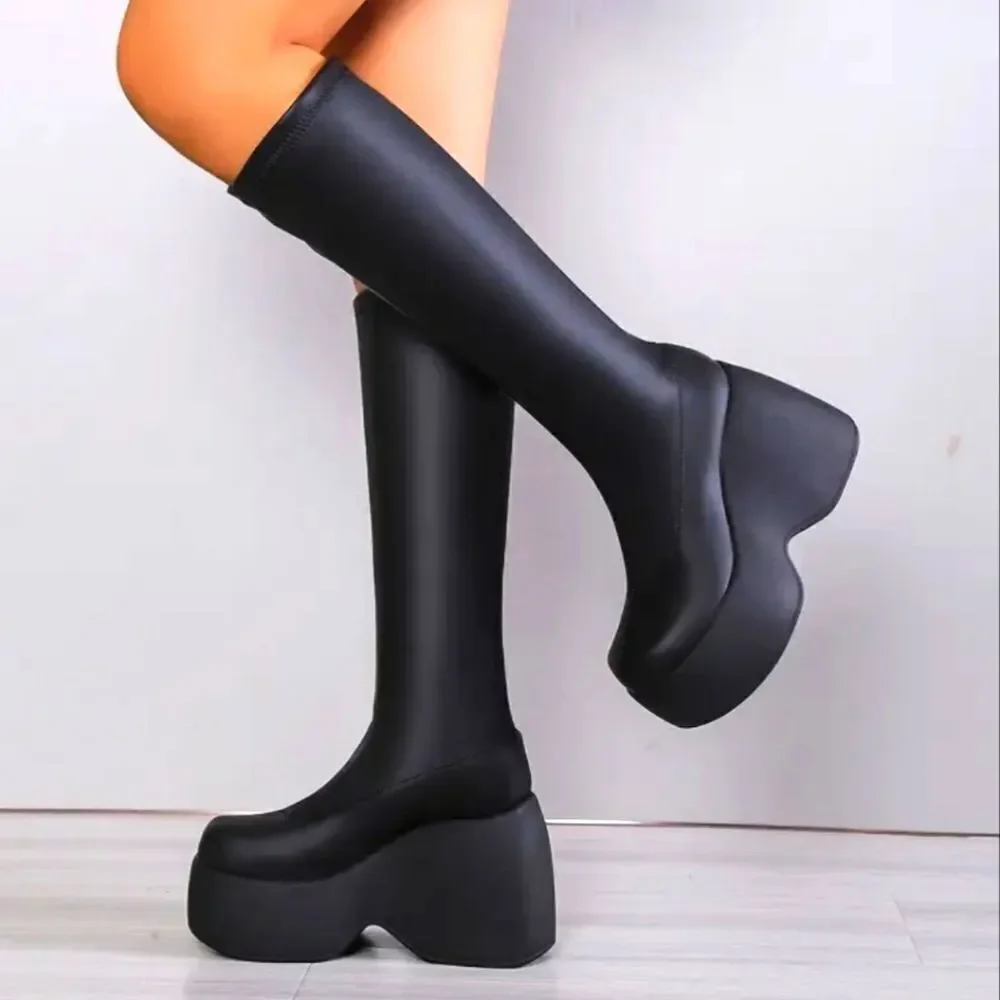 Knee high Stretch Platform boots sz 10